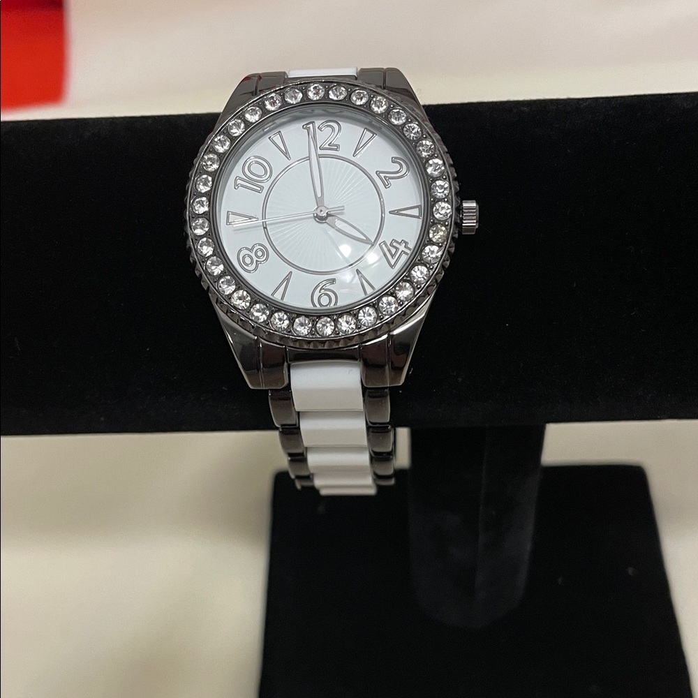 Joan Rivers Black and White Crystal Watch